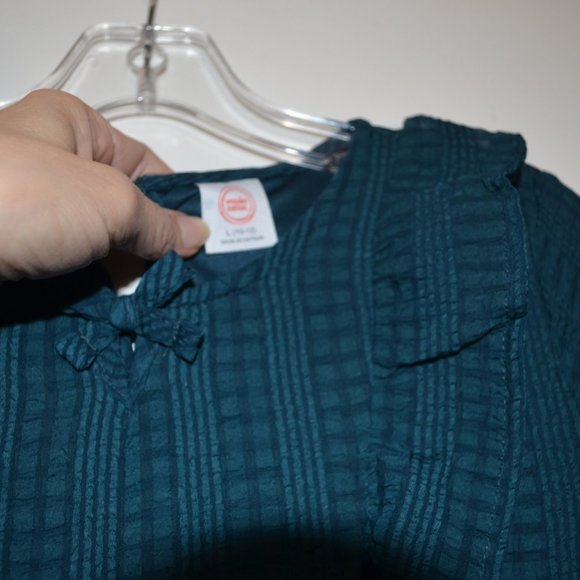 Wonder Nation Girls' Dress Dark Green Lining Ruffles Front Long Sleeves L(10-12) - Picture 4 of 8